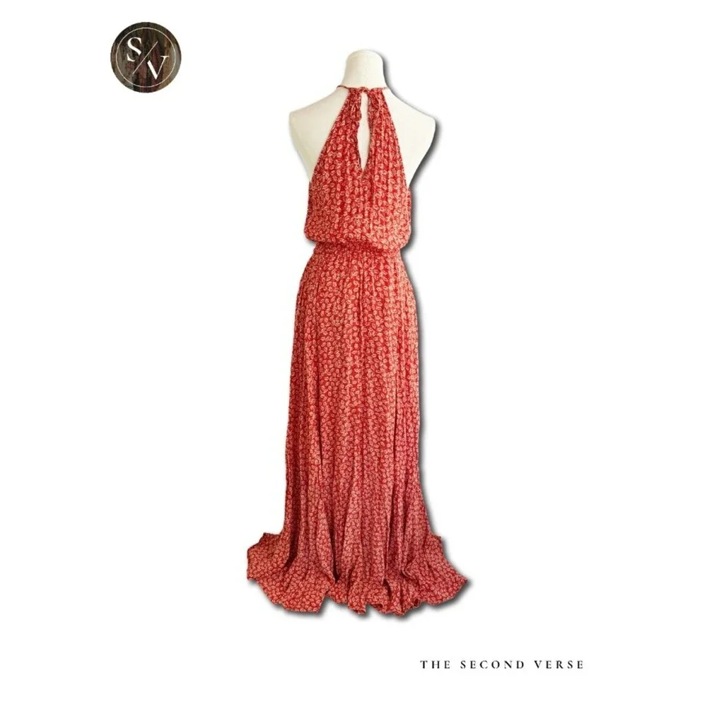 Vici Floral Maxi Dress Halter Dress Boho Wedding Guest Size Medium - Picture 3 of 7